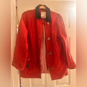 Ralph Lauren red barn jacket vintage corduroy collar gingham lining small chore